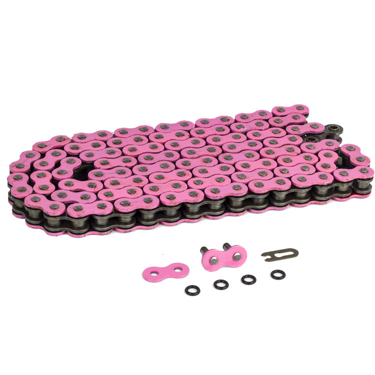 Custom high quality O/X ring pink motorcycle drive chain